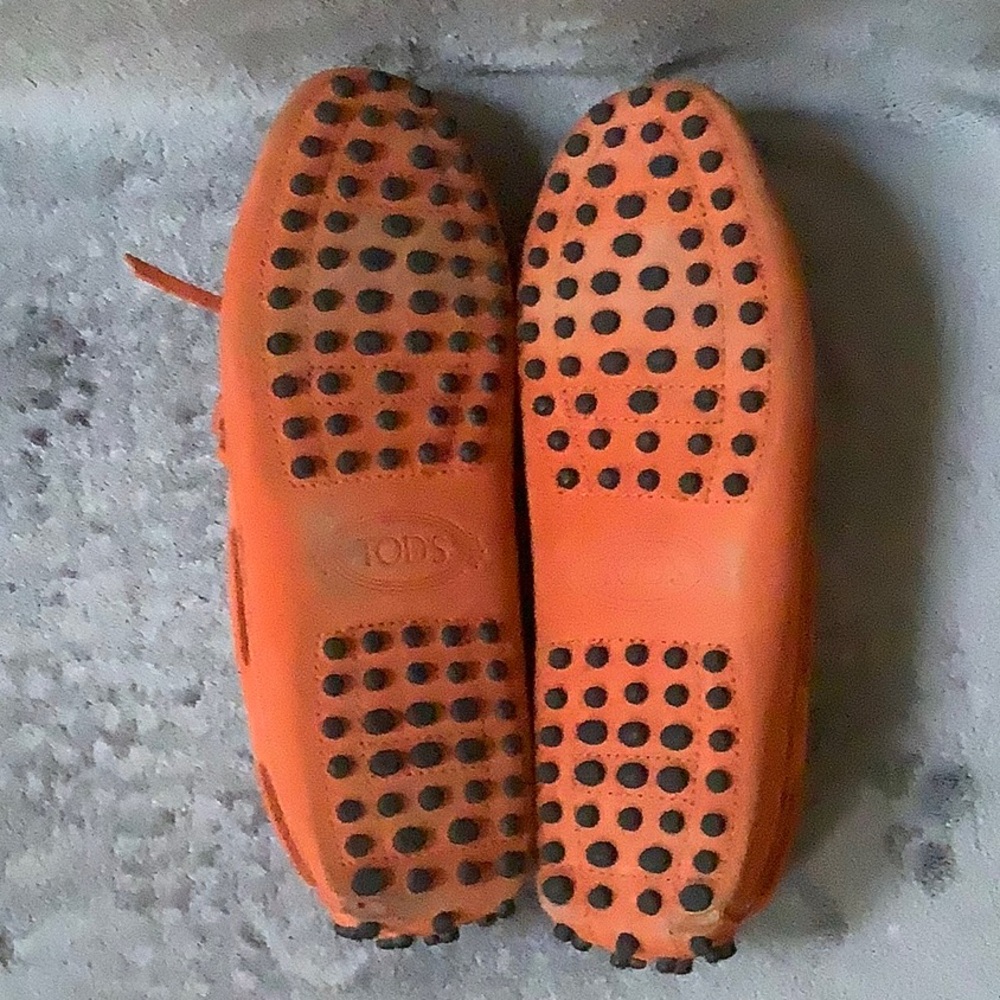 TOD'S Moccasin Suede Driving Loafers Burnt Orange Size 37 - Picture 11 of 14
